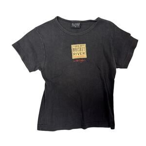 Vintage Women’s Willie Nelson Whisky Chick Baby Tee Sz Large Black Faded